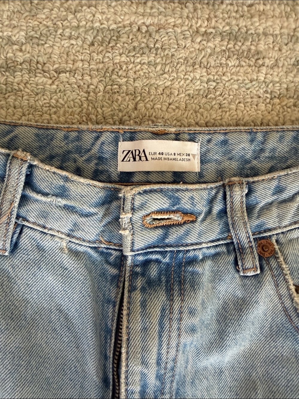 Zara Light Blue Distressed Wide-Leg Jeans - Picture 2 of 9